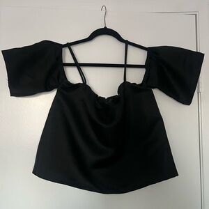 Aritzia Talula Black Off-Shoulder Blouse, Size M